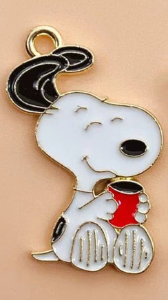 Peanuts Enamel Charm - Snoopy Drinking Coffee - snoopn4pnuts.com