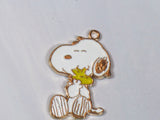 Snoopy Hugs Woodstock Gold-Tone and Enamel Charm