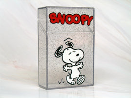 Snoopy Clear and Glittery Acrylic Hinged Cigarette Case - Happy Day - snoopn4pnuts.com