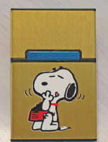 Snoopy Hinged Aluminum Cigarette Case - Eating