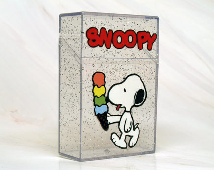 Snoopy Clear and Glittery Acrylic Hinged Cigarette Case - Ice Cream Cone - snoopn4pnuts.com