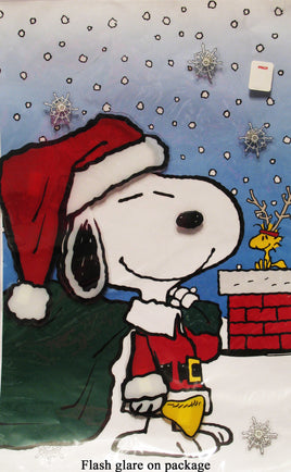 Snoopy Large 2 - D Plastic Christmas Window Cling (Entire Sheet Mounted Onto Surface) - snoopn4pnuts.com