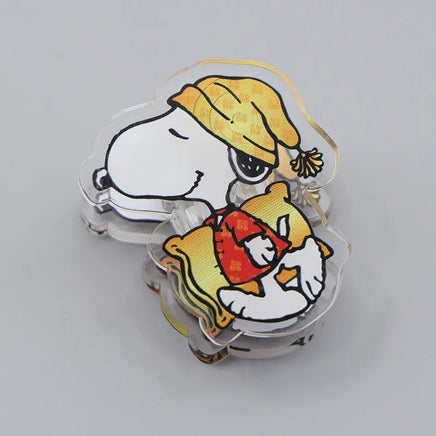 Snoopy Durable Acrylic Bag Clip (Great For Holding Papers Too) - Bedtime (Gold Cap) - snoopn4pnuts.com
