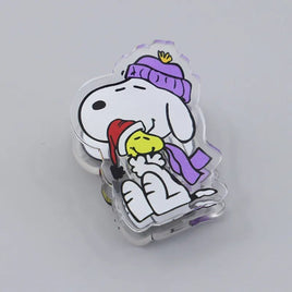 Snoopy Durable Acrylic Bag Clip (Great For Holding Papers Too) - Winter Hug - snoopn4pnuts.com