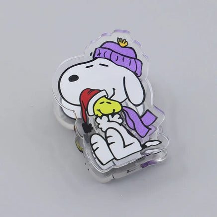 Snoopy Durable Acrylic Bag Clip (Great For Holding Papers Too) - Winter Hug - snoopn4pnuts.com