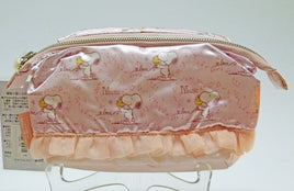 Snoopy Padded Satin Cosmetics Bag or Clutch Purse With Lacey Trim