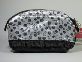 Snoopy Padded Satin Cosmetics Bag or Clutch Purse With Lacey Trim