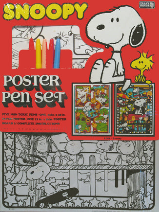 Snoopy Vintage Poster and Pen Set (Pens May Have Dried Out Due To Age) - snoopn4pnuts.com