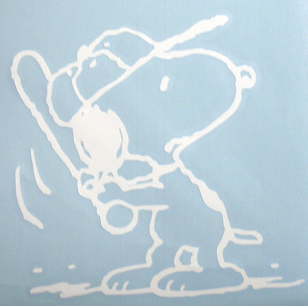 Snoopy Baseball Die - Cut Vinyl Decal - White - snoopn4pnuts.com