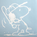 Snoopy Baseball Die-Cut Vinyl Decal - White