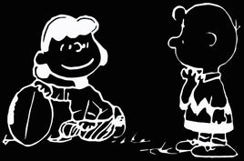 Charlie Brown and Lucy Football Die - Cut Vinyl Decal - White - snoopn4pnuts.com