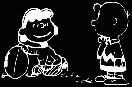 Charlie Brown and Lucy Football Die - Cut Vinyl Decal - White - snoopn4pnuts.com