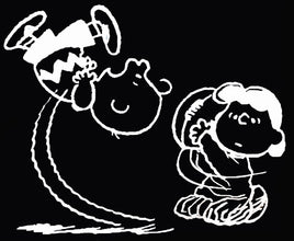 Charlie Brown and Lucy Football Die - Cut Vinyl Decal - White - snoopn4pnuts.com