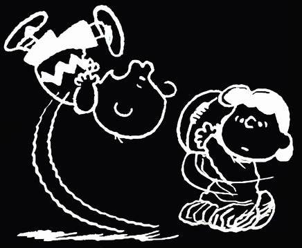 Charlie Brown and Lucy Football Die - Cut Vinyl Decal - White - snoopn4pnuts.com