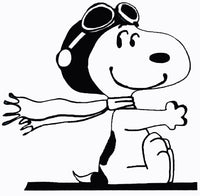 Flying Ace Snoopy Smiling Die-Cut Vinyl Decal - Black