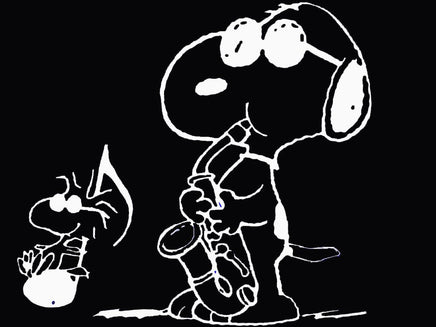 Snoopy and Woodstock Sax Die - Cut Vinyl Decal - White - snoopn4pnuts.com