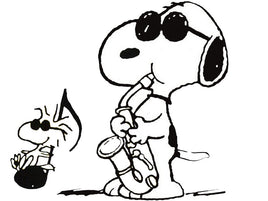 Snoopy and Woodstock Sax Die - Cut Vinyl Decal - Black - snoopn4pnuts.com