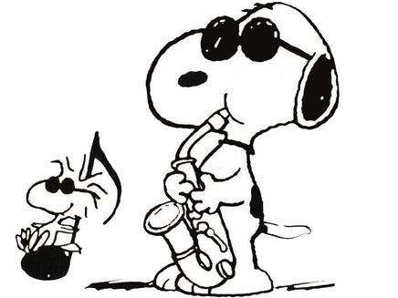 Snoopy and Woodstock Sax Die - Cut Vinyl Decal - Black - snoopn4pnuts.com