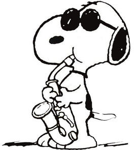 Snoopy and Woodstock Sax Die - Cut Vinyl Decal - Black - snoopn4pnuts.com