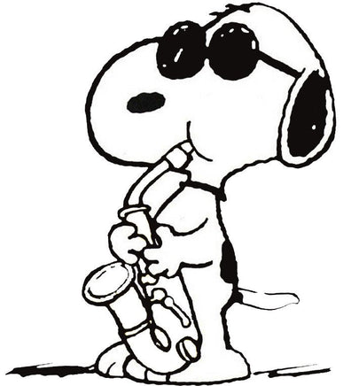 Snoopy and Woodstock Sax Die - Cut Vinyl Decal - Black - snoopn4pnuts.com
