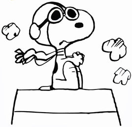 Flying Ace Snoopy On Doghouse Die - Cut Vinyl Decal - Black - snoopn4pnuts.com