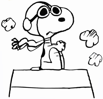 Flying Ace Snoopy On Doghouse Die - Cut Vinyl Decal - Black - snoopn4pnuts.com
