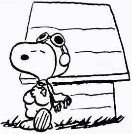 Flying Ace Snoopy By Doghouse Die - Cut Vinyl Decal - Black - snoopn4pnuts.com