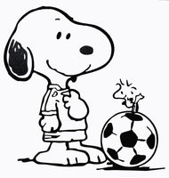 Snoopy Soccer Die-Cut Vinyl Decal - Black