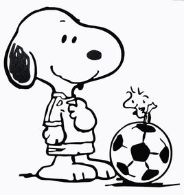 Snoopy Soccer Die - Cut Vinyl Decal - Black - snoopn4pnuts.com