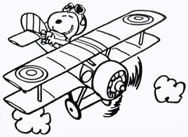 Flying Ace Snoopy Waving Die - Cut Vinyl Decal - Black - snoopn4pnuts.com