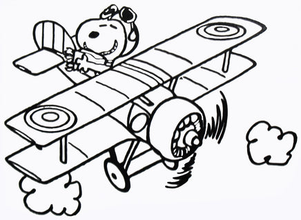 Flying Ace Snoopy Waving Die - Cut Vinyl Decal - Black - snoopn4pnuts.com