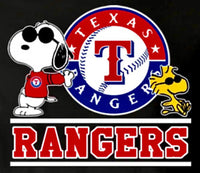 Snoopy Professional Baseball Indoor/Outdoor Waterproof Vinyl Decal - Texas Rangers