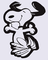 Happy Snoopy Jumping Decal - Full Color/Solid Fill (Everything Within Black Border Part Of Decal)