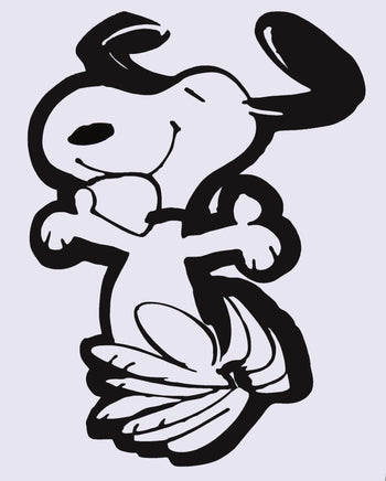 Happy Snoopy Jumping Decal - Full Color/Solid Fill (Everything Within Black Border Part Of Decal) - snoopn4pnuts.com