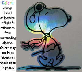 Flying Ace Snoopy Indoor/Outdoor Die - Cut Vinyl HOLOGRAPHIC Decal (Solid Fill - Full Color) - Colors Change With Light Direction and Intensity - snoopn4pnuts.com