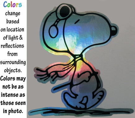 Flying Ace Snoopy Indoor/Outdoor Die - Cut Vinyl HOLOGRAPHIC Decal (Solid Fill - Full Color) - Colors Change With Light Direction and Intensity - snoopn4pnuts.com