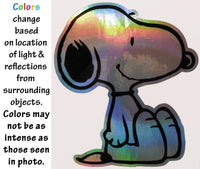 Snoopy Die-Cut Vinyl HOLOGRAPHIC Decal (Solid Fill-Full Color) - Colors Change With Light Direction and Intensity