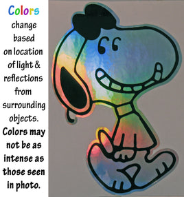 Snoopy Joe Cool Die - Cut Vinyl HOLOGRAPHIC Decal (Solid Fill - Full Color) - Colors Change With Light Direction and Intensity - snoopn4pnuts.com