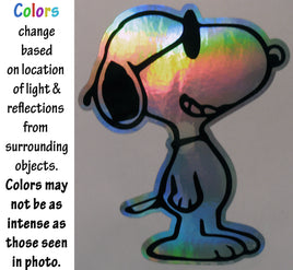 Snoopy Joe Cool Indoor/Outdoor Die - Cut Vinyl HOLOGRAPHIC Decal (Solid Fill - Full Color) - Colors Change With Light Direction and Intensity - snoopn4pnuts.com