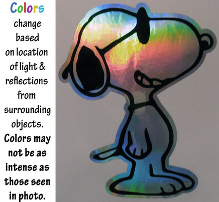 Snoopy Joe Cool Indoor/Outdoor Die - Cut Vinyl HOLOGRAPHIC Decal (Solid Fill - Full Color) - Colors Change With Light Direction and Intensity - snoopn4pnuts.com