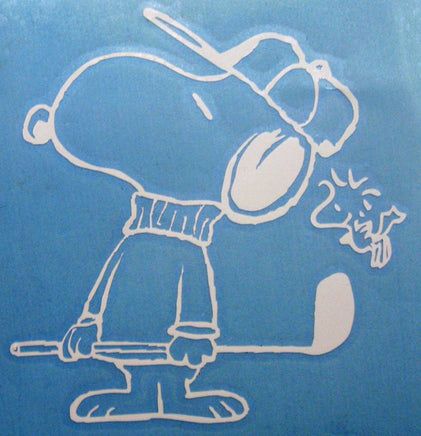 Snoopy Golfer Die - Cut Vinyl Decal - White - snoopn4pnuts.com