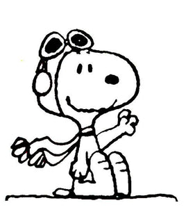 Flying Ace Snoopy Waving Die - Cut Vinyl Decal - Black - snoopn4pnuts.com