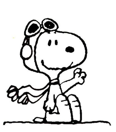 Flying Ace Snoopy Waving Die - Cut Vinyl Decal - Black - snoopn4pnuts.com