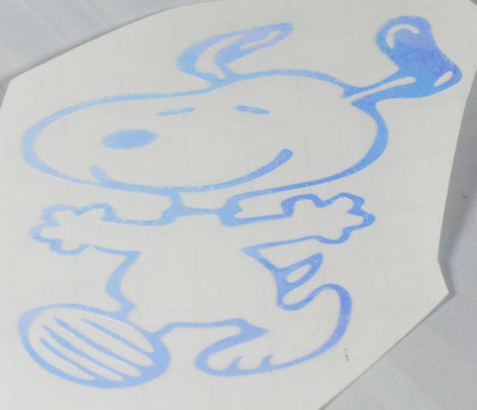 Happy Snoopy Die - Cut Vinyl Decal - Holographic Blue (Color Varies When Viewed At Different Angles) - snoopn4pnuts.com