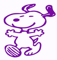 Happy Snoopy Die-Cut Vinyl Decal - Purple