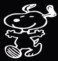 Happy Snoopy Die-Cut Vinyl Decal - White