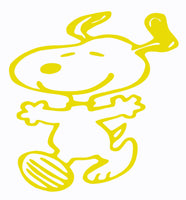 Happy Snoopy Die-Cut Vinyl Decal - Yellow