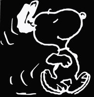 Happy Snoopy Die-Cut Vinyl Decal - White