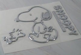 Snoopy Thick Faux - Chrome Self - Adhesive Car, Laptop, Luggage Vinyl Emblem Set (3 Different Sets To Choose From) - snoopn4pnuts.com