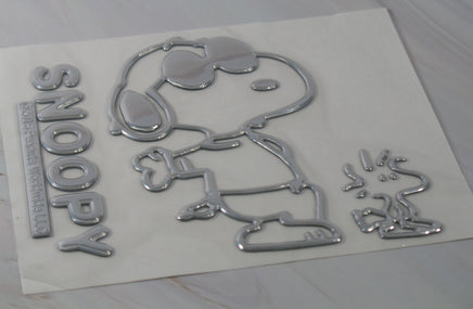 Snoopy Thick Faux - Chrome Self - Adhesive Car, Laptop, Luggage Vinyl Emblem Set (3 Different Sets To Choose From) - snoopn4pnuts.com